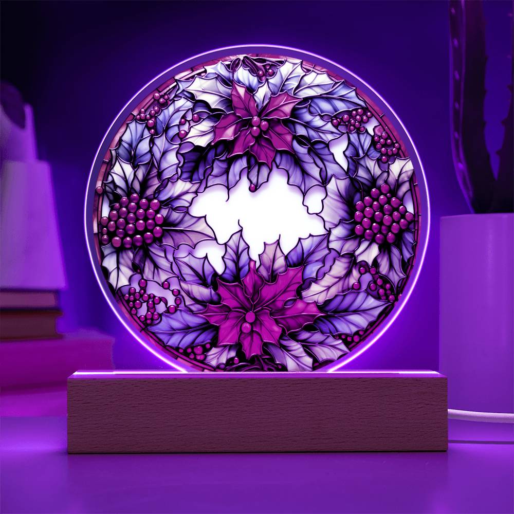 Mom Gifts - Christmas Wreath Acrylic Circle - LED Acrylic plaque.