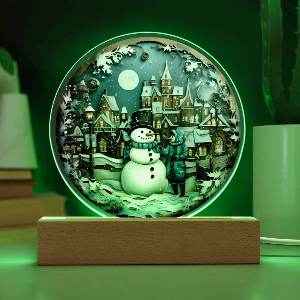 Mother gifts - Snow man Christmas plaque - LED Acrylic Plaque.