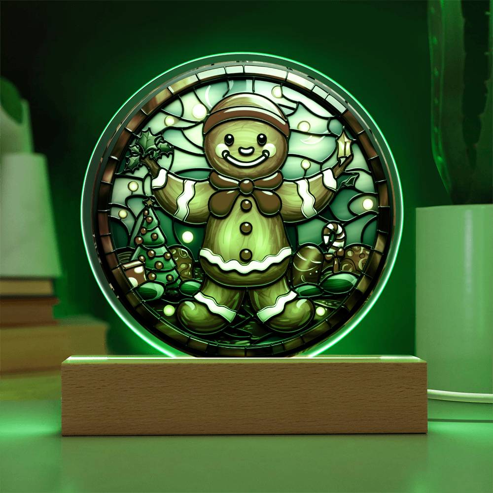 Mom gifts - Christmas gingerbread circle - LED Acrylic Plaque.