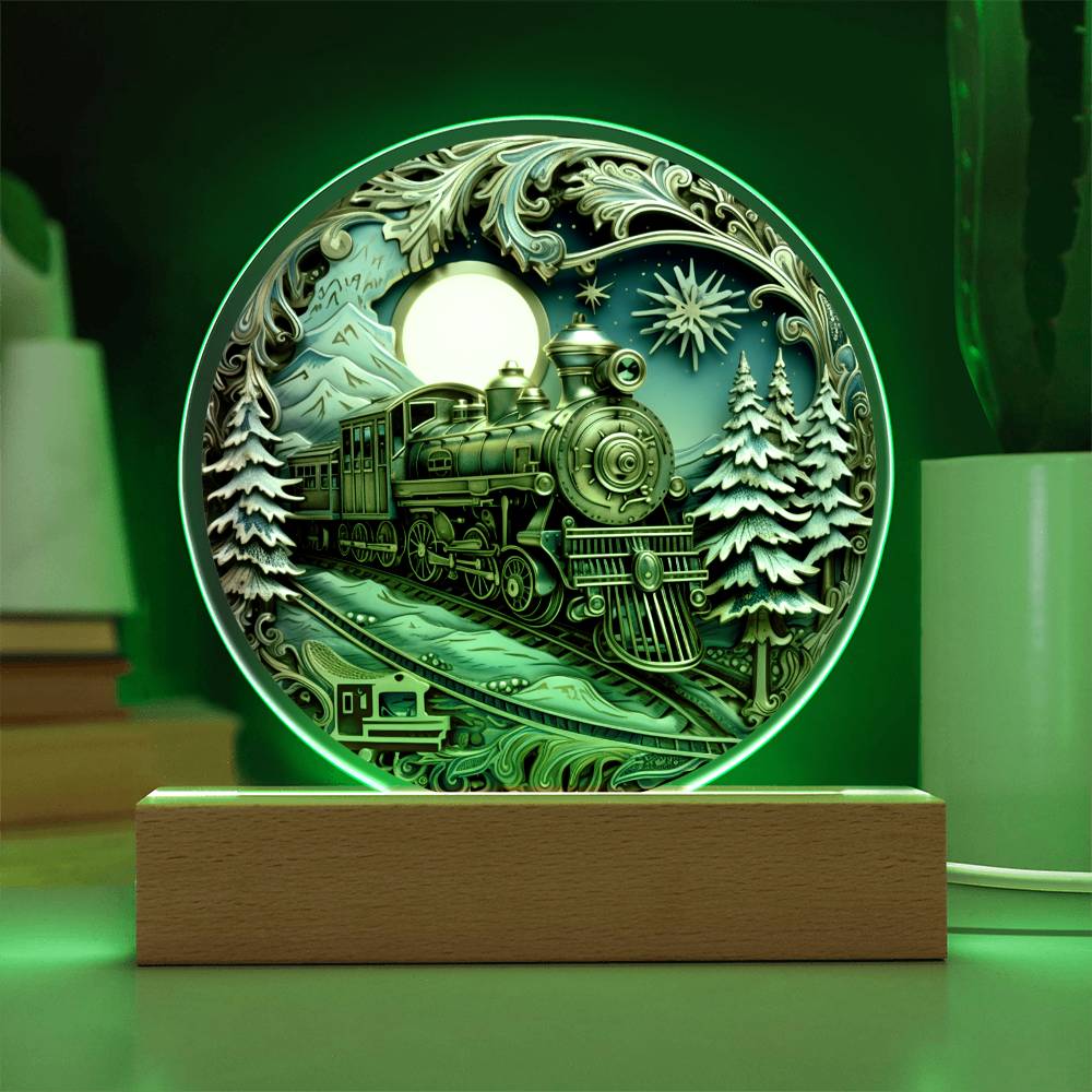 Mom gifts - Fairy Tale Christmas Train - LED Acrylic Plaque.