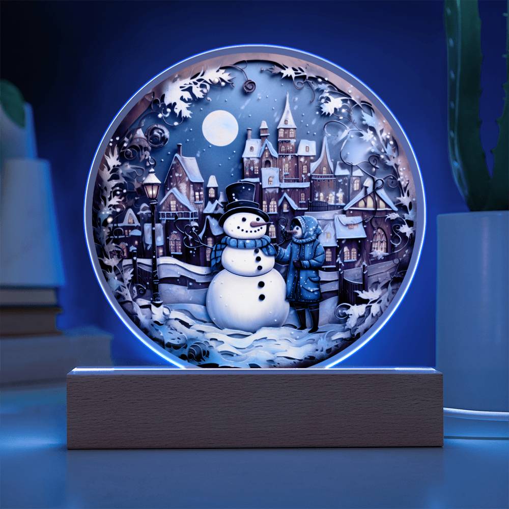 Mother gifts - Snow man Christmas plaque - LED Acrylic Plaque.