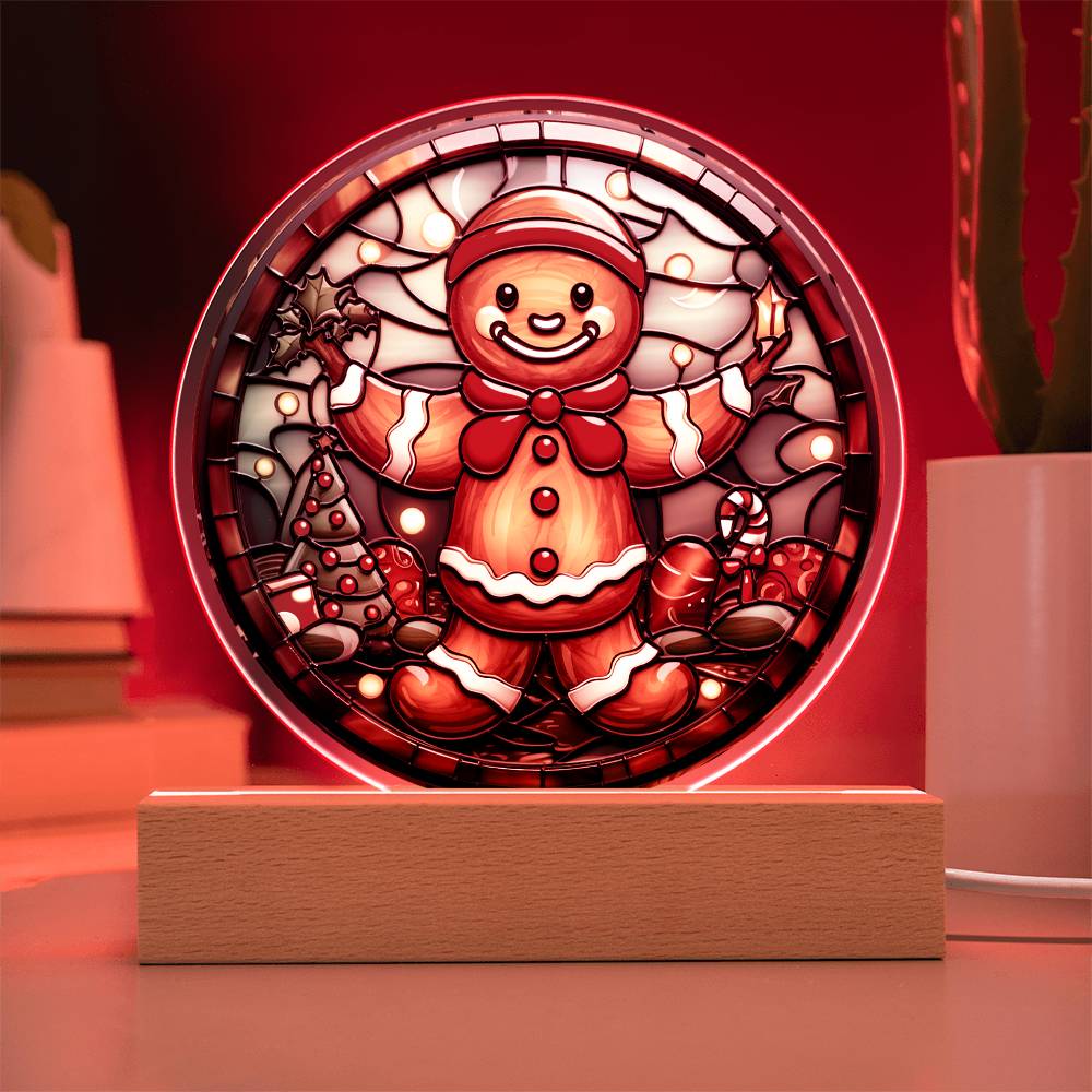 Mom gifts - Christmas gingerbread circle - LED Acrylic Plaque.