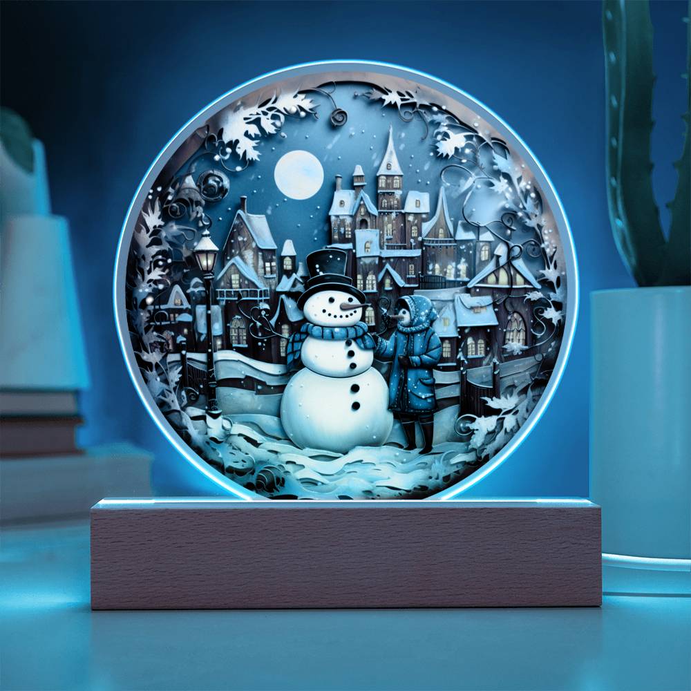 Mother gifts - Snow man Christmas plaque - LED Acrylic Plaque.