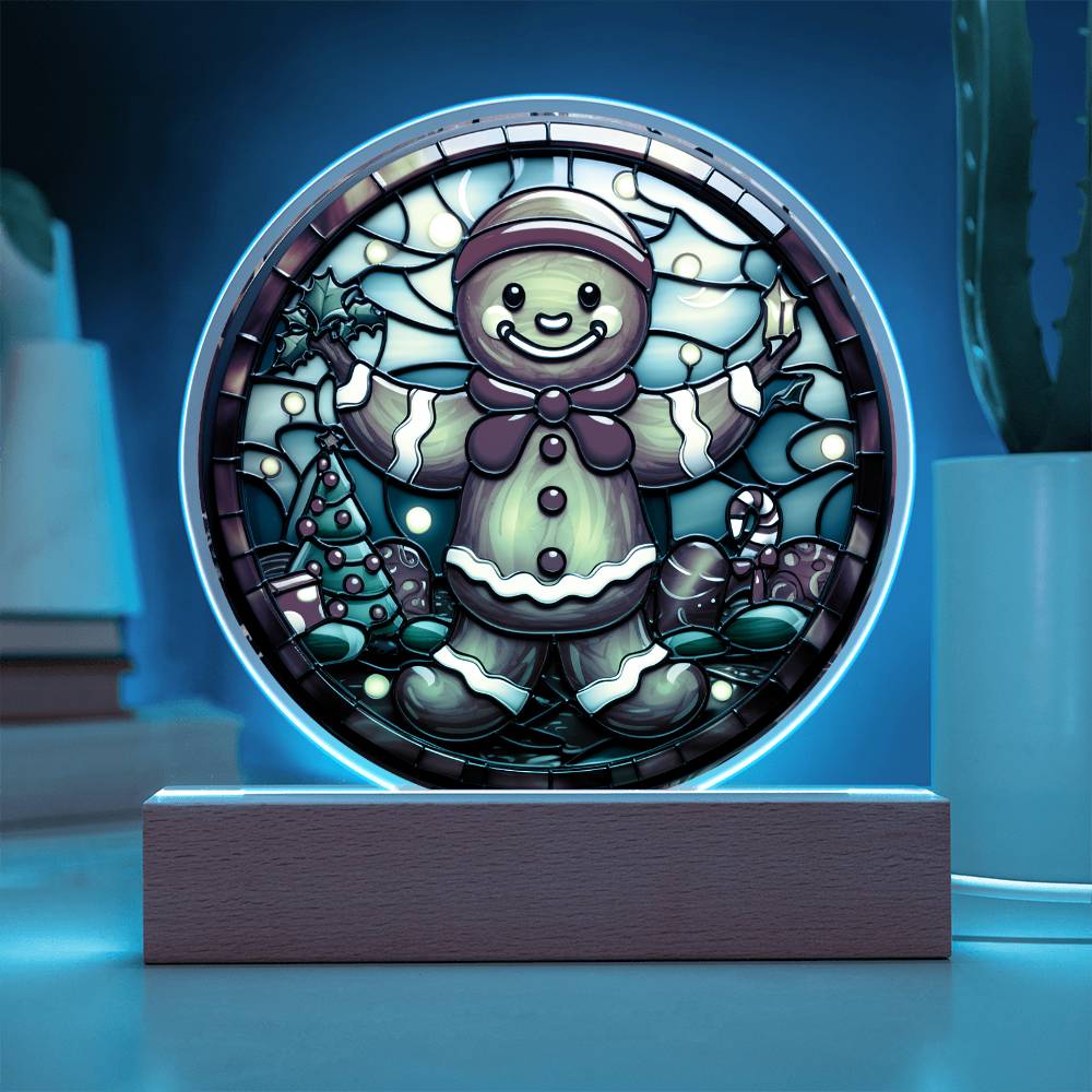 Mom gifts - Christmas gingerbread circle - LED Acrylic Plaque.