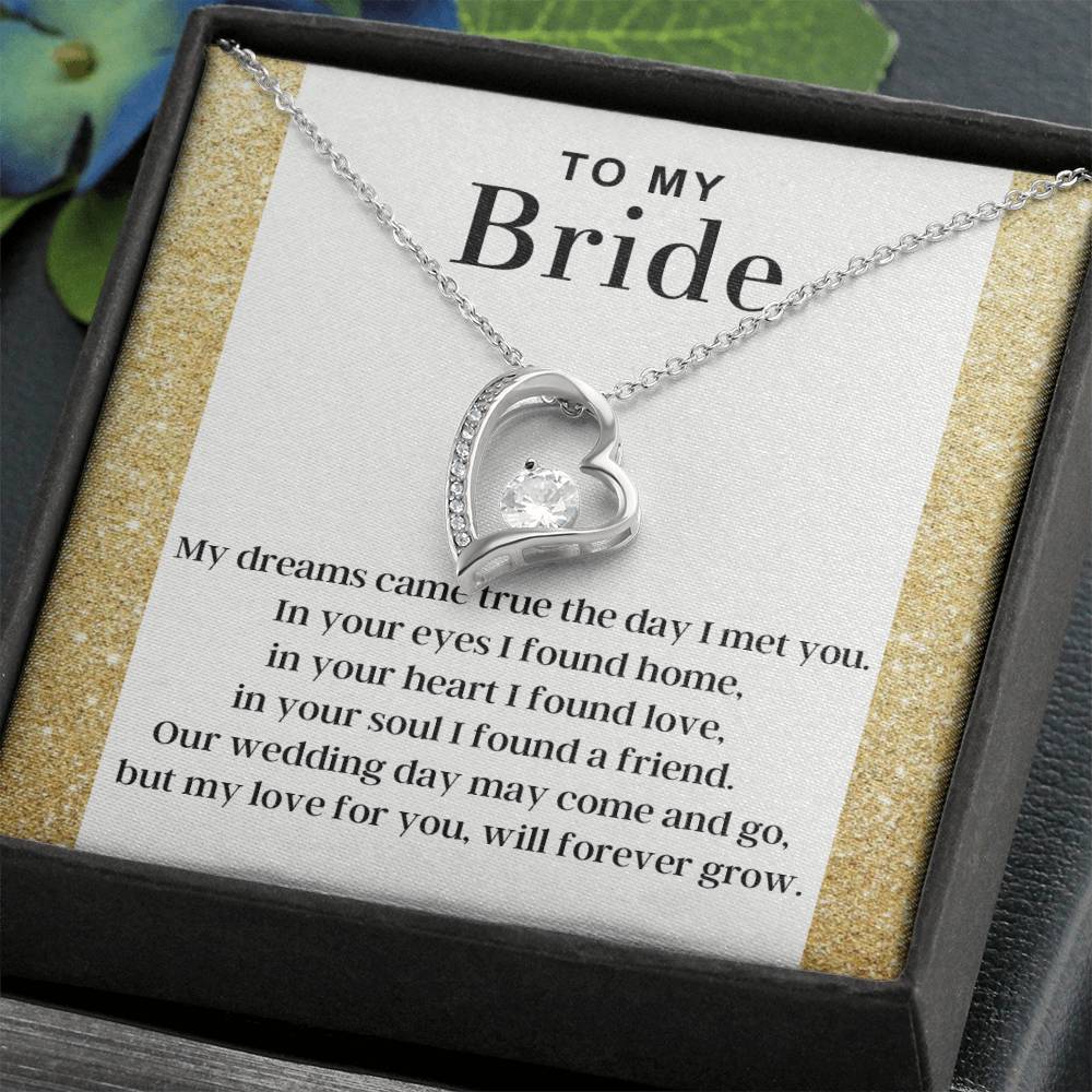 To My Bride - Dreams Came True - Forever Love Necklace