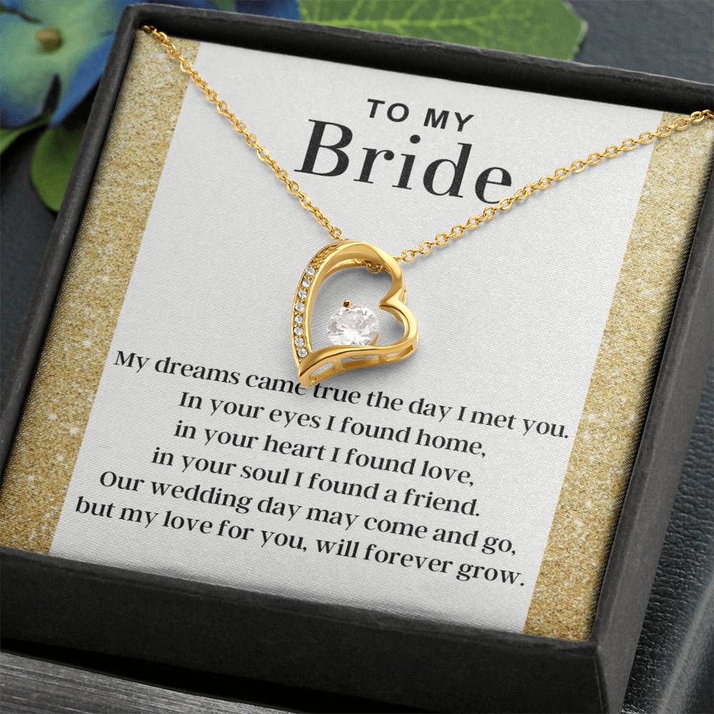To My Bride - Dreams Came True - Forever Love Necklace