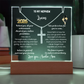 Steel cross necklace for nephew, graduation gift from aunt, personalized plaque class of 2026, graduate college high school, grad present