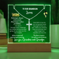 Personalized LED Acrylic Plaque with Cross Necklace, Class of 2026 graduation gift for Grandson, graduate present, grad college high school jewelry.