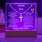 class of 2026 Graduation Gift for son, Personalized LED Acrylic Plaque with Cross Necklace, graduate college high school, grad present.