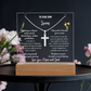 class of 2026 Graduation Gift for son, Personalized LED Acrylic Plaque with Cross Necklace, graduate college high school, grad present.