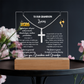 Personalized LED Acrylic Plaque with Cross Necklace, Class of 2026 graduation gift for Grandson, graduate present, grad college high school jewelry.
