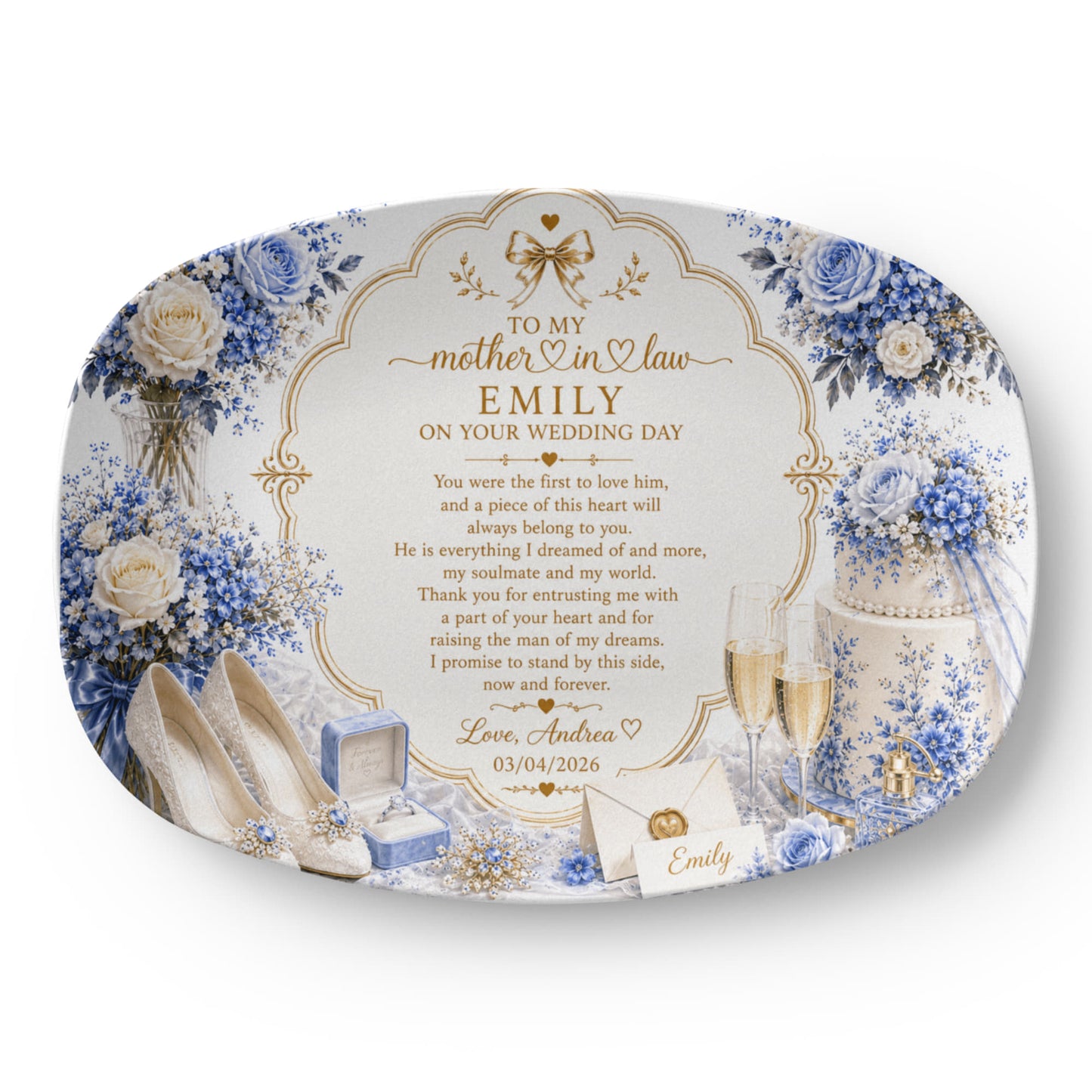 Personalized Mother-in-Law Wedding Gift Plate, Sentimental Bridal Keepsake, Toile de Joey mom gift from bride, to my mother in law wedding gift