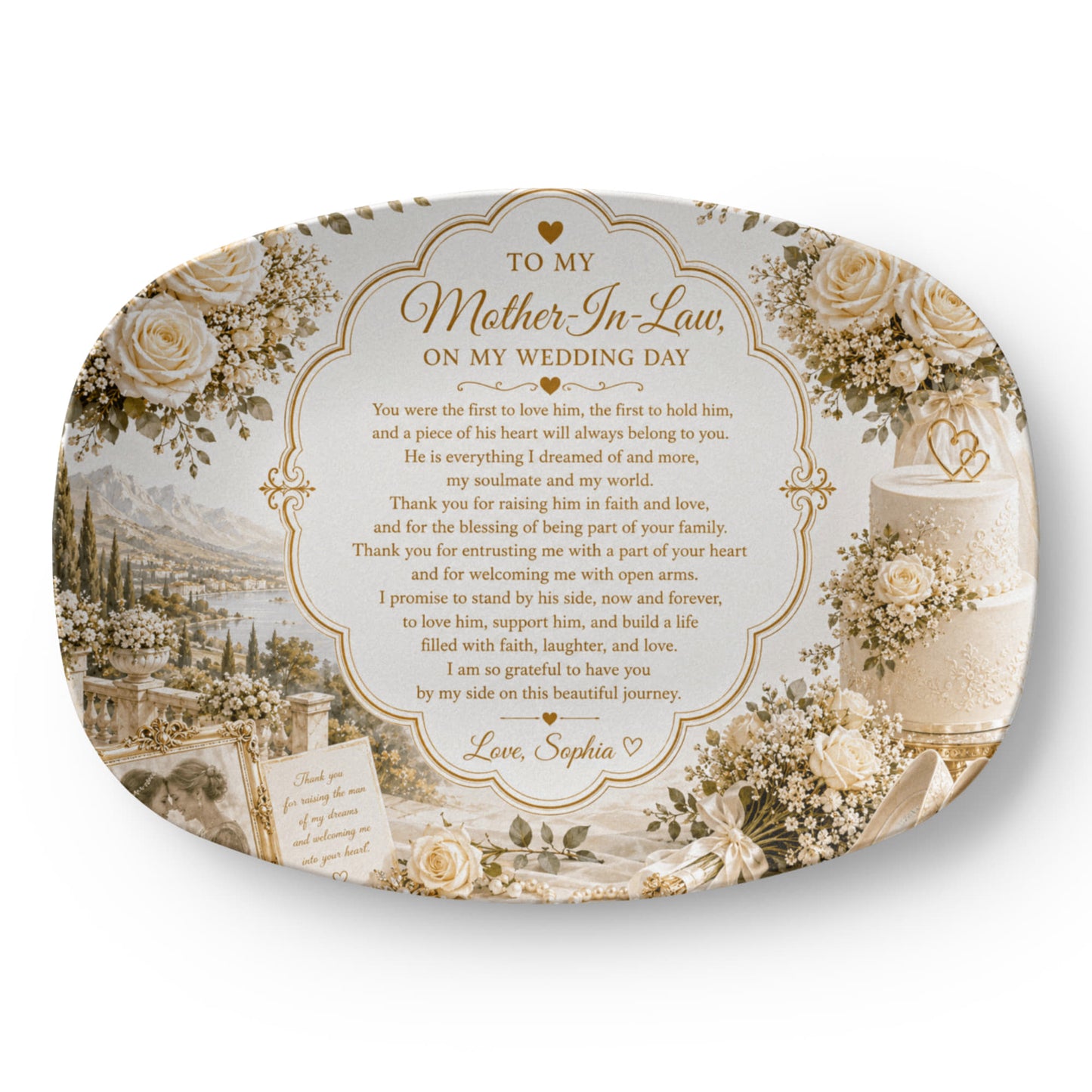 My mother in Law Personalized Plate, To my mother in law wedding gift, Custom memory keepsake for mother of the groom