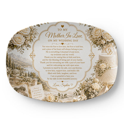 My mother in Law Personalized Plate, To my mother in law wedding gift, Custom memory keepsake for mother of the groom