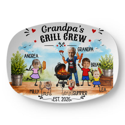 Personalized Grandpa's Grill Crew Plate | Custom Grandkids BBQ Gift | Grandpa BBQ Decor | Personalized Family Keepsake | Grandfather Gift