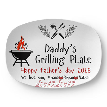 Personalized Dad's Grilling Plate, Father's Day gift from kids, BBQ Lover Gift for Dad, Custom BBQ serving Platter for Grill for dad, Grill master Daddy Gift.
