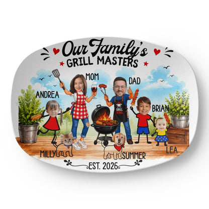 Personalized Grill Dad's  Masters Plate with kids name| Custom BBQ Family Portrait Plaque | Father's Day Gift | BBQ Lover Decor | Family Keepsake Gift