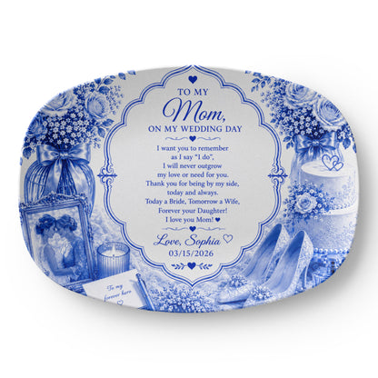 To my Mom on my wedding day, Mom Wedding day Gift, From Bride to Mom, Elegant Wedding Gift Plate for Mom, Personalized Bridal Keepsake