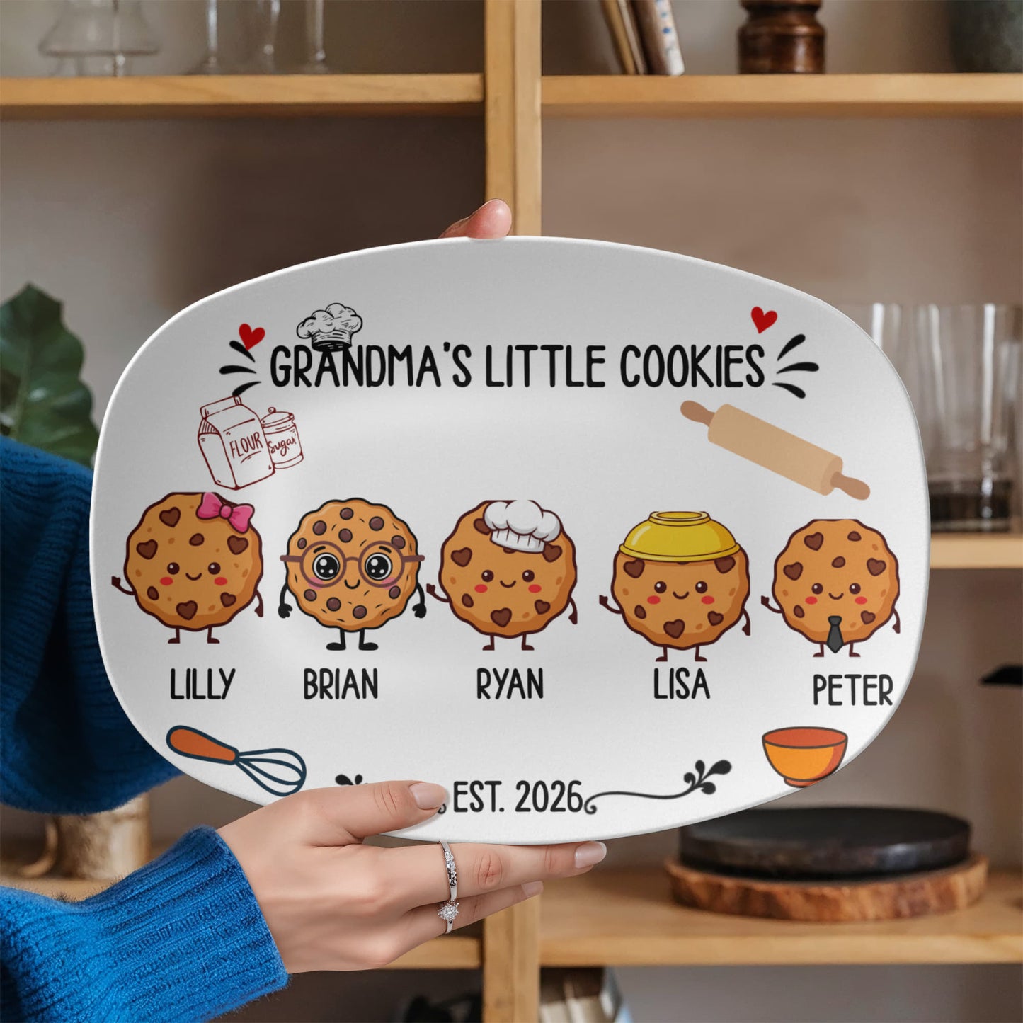 Personalized Grandma's Little Cookies Plate | Custom Grandkids Gift for Grandma | Grandma Kitchen Decor | Baking Gift | Personalized Family Keepsake