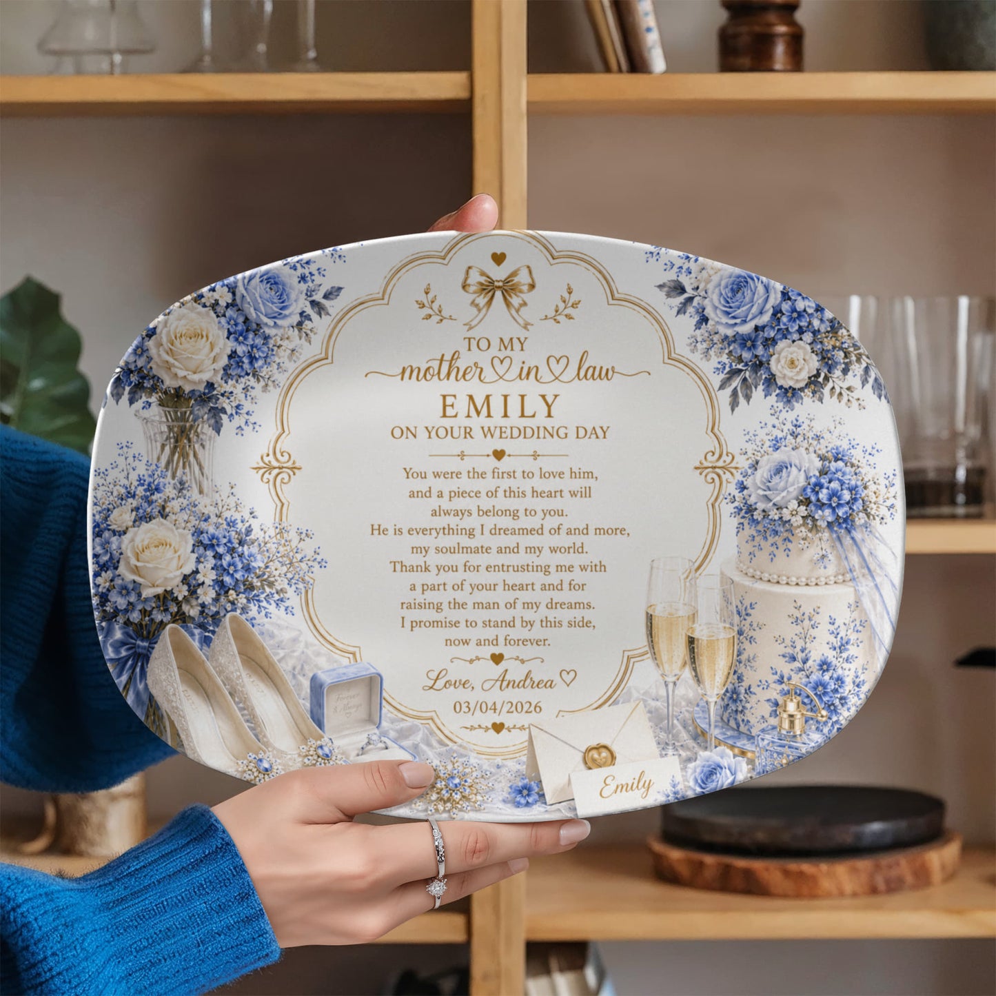 Personalized Mother-in-Law Wedding Gift Plate, Sentimental Bridal Keepsake, Toile de Joey mom gift from bride, to my mother in law wedding gift
