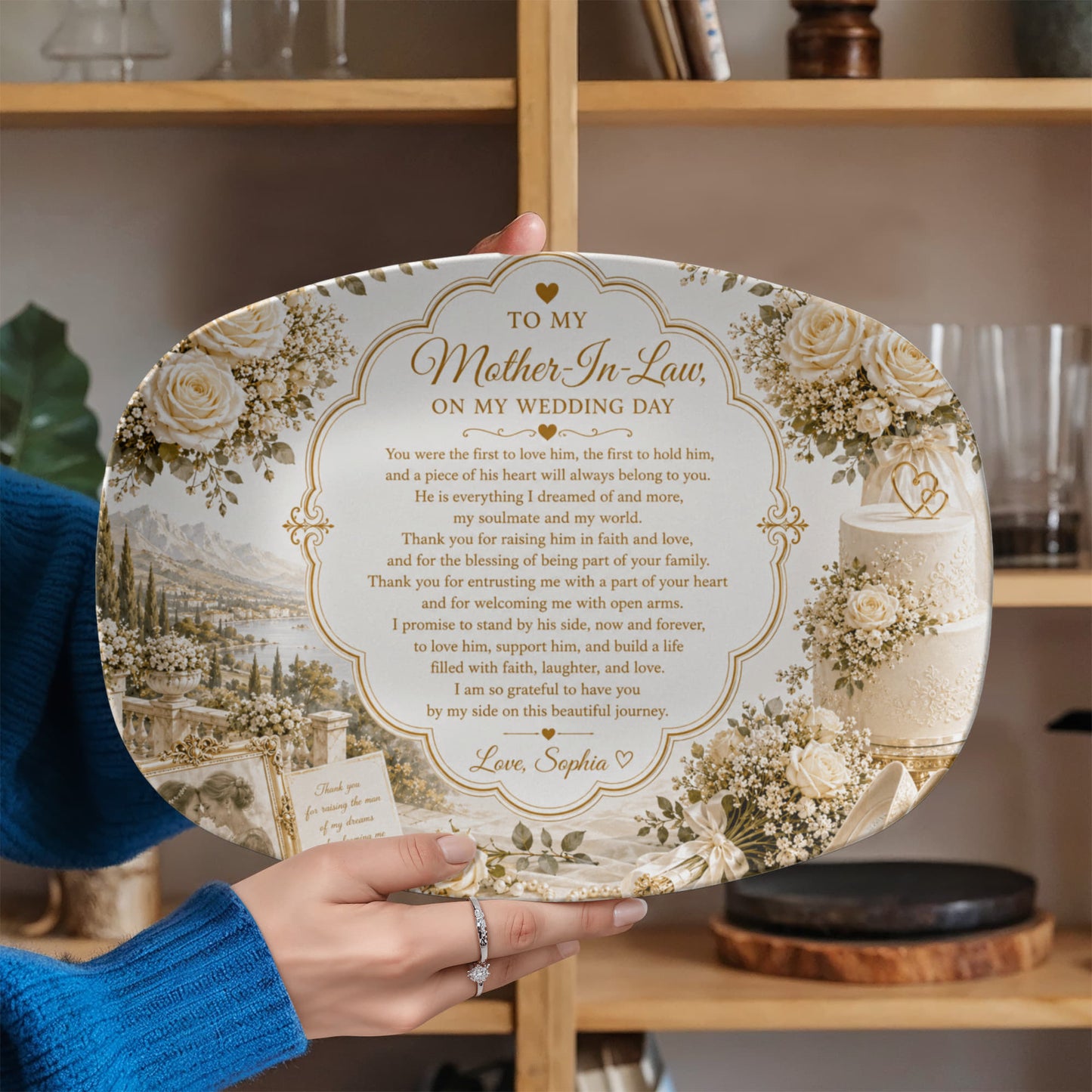 My mother in Law Personalized Plate, To my mother in law wedding gift, Custom memory keepsake for mother of the groom