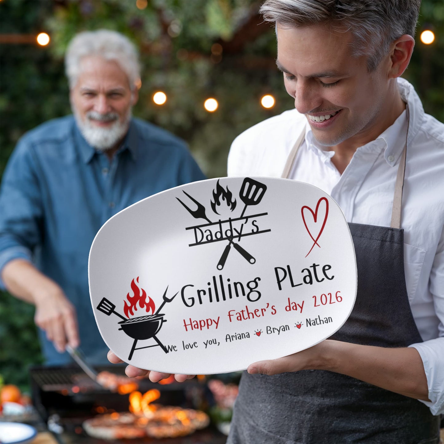 Dad's Grilling plate, Custom BBQ serving Grilling plate, Father's Day gift from Kids, Personalized grill lover gift for dad, kitchen serving platter gift for dad.