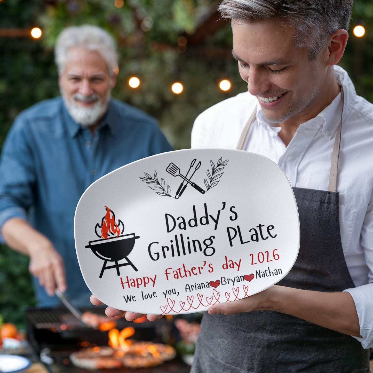Personalized Dad's Grilling Plate, Father's Day gift from kids, BBQ Lover Gift for Dad, Custom BBQ serving Platter for Grill for dad, Grill master Daddy Gift.