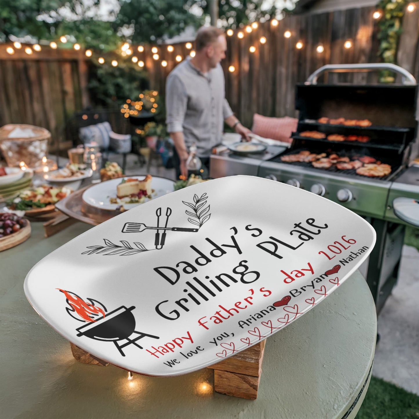 Personalized Dad's Grilling Plate, Father's Day gift from kids, BBQ Lover Gift for Dad, Custom BBQ serving Platter for Grill for dad, Grill master Daddy Gift.