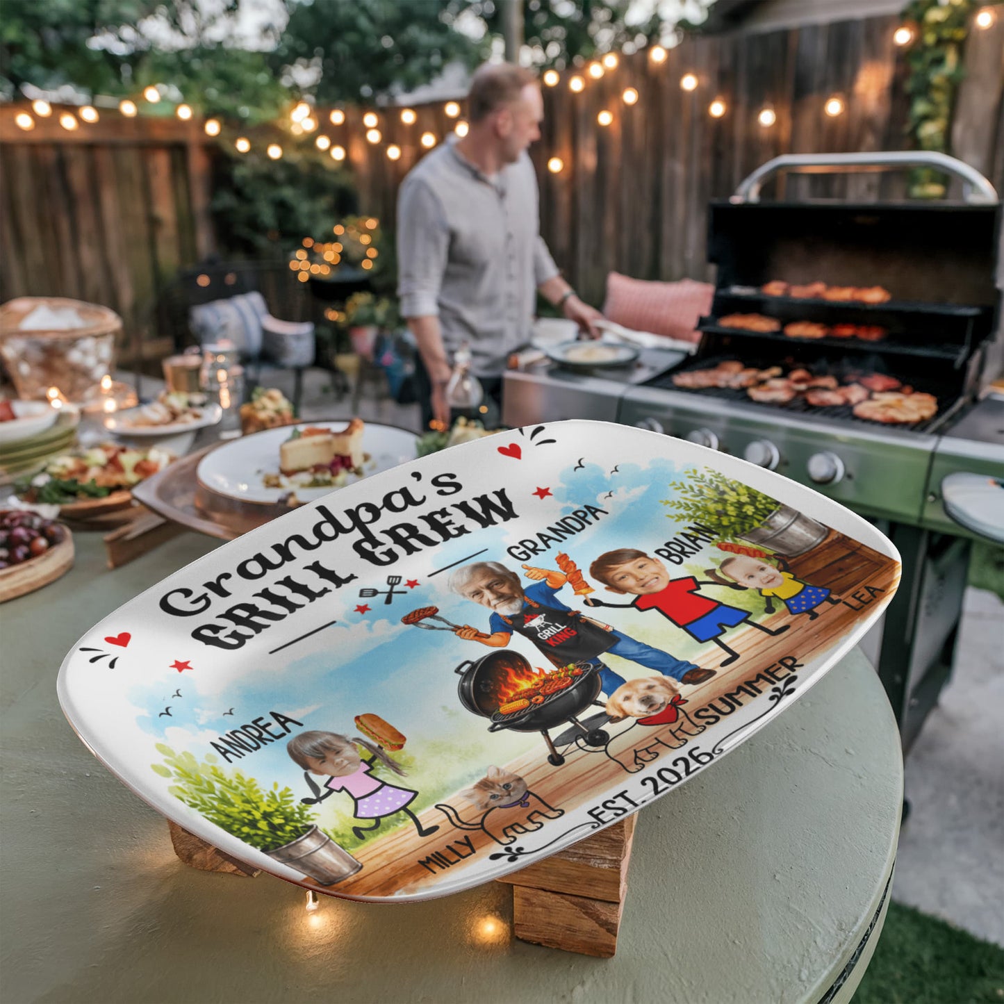 Personalized Grandpa's Grill Crew Plate | Custom Grandkids BBQ Gift | Grandpa BBQ Decor | Personalized Family Keepsake | Grandfather Gift