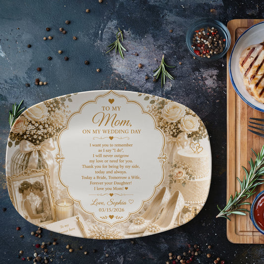 Mother of the Bride Personalized Plate, From  Bride to Mom, Mom Wedding day keepsake, To my Mom on my wedding day, Mom wedding day gift