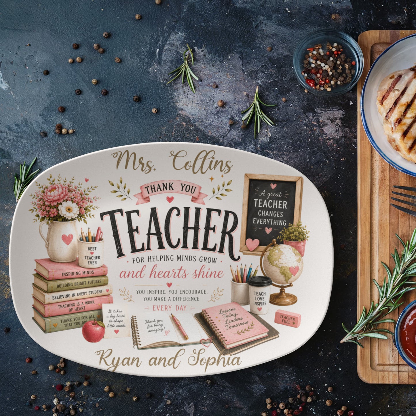 Personalized Teacher Appreciation Plate , Custom Teacher Thank You Gift, teacher farewell present, custom mentor keepsake.