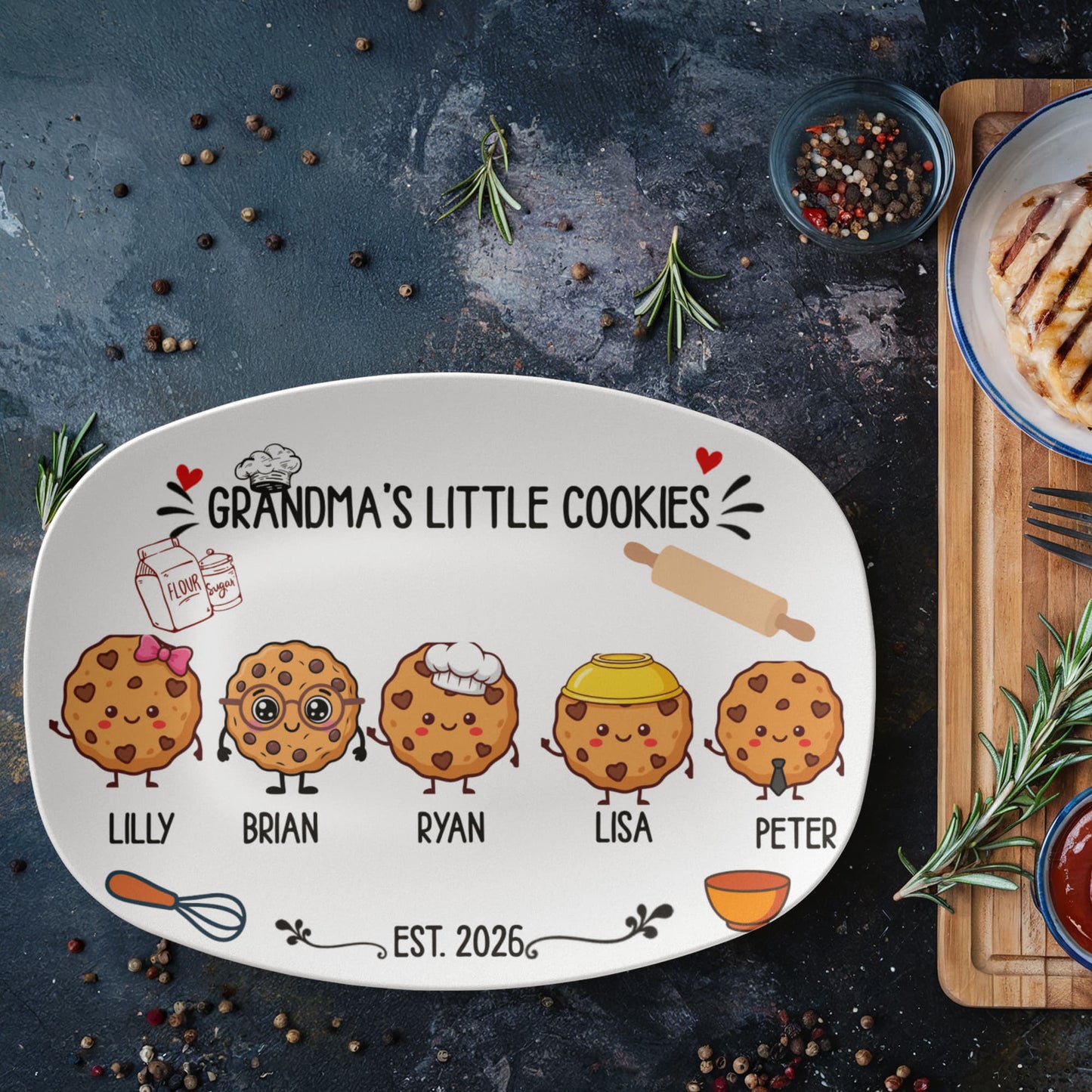 Personalized Grandma's Little Cookies Plate | Custom Grandkids Gift for Grandma | Grandma Kitchen Decor | Baking Gift | Personalized Family Keepsake