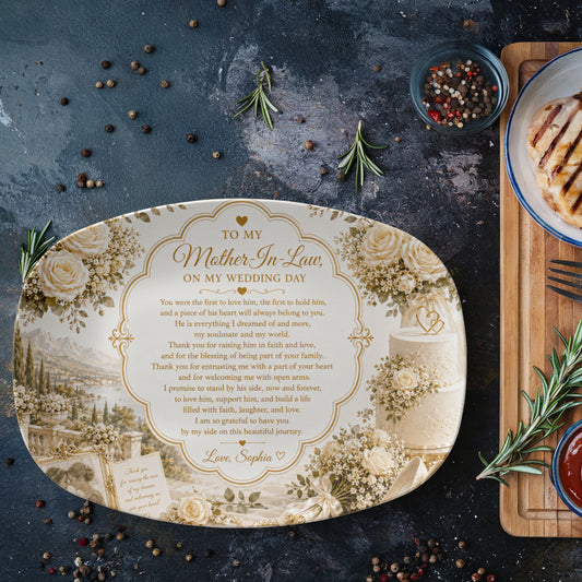 My mother in Law Personalized Plate, To my mother in law wedding gift, Custom memory keepsake for mother of the groom