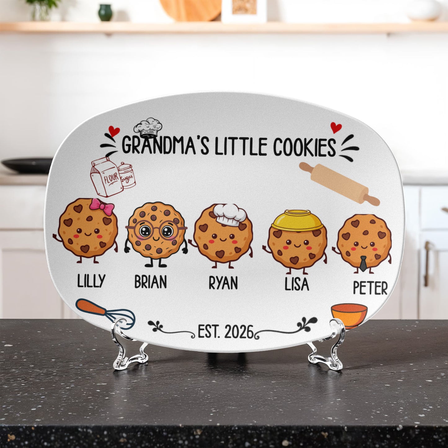 Personalized Grandma's Little Cookies Plate | Custom Grandkids Gift for Grandma | Grandma Kitchen Decor | Baking Gift | Personalized Family Keepsake