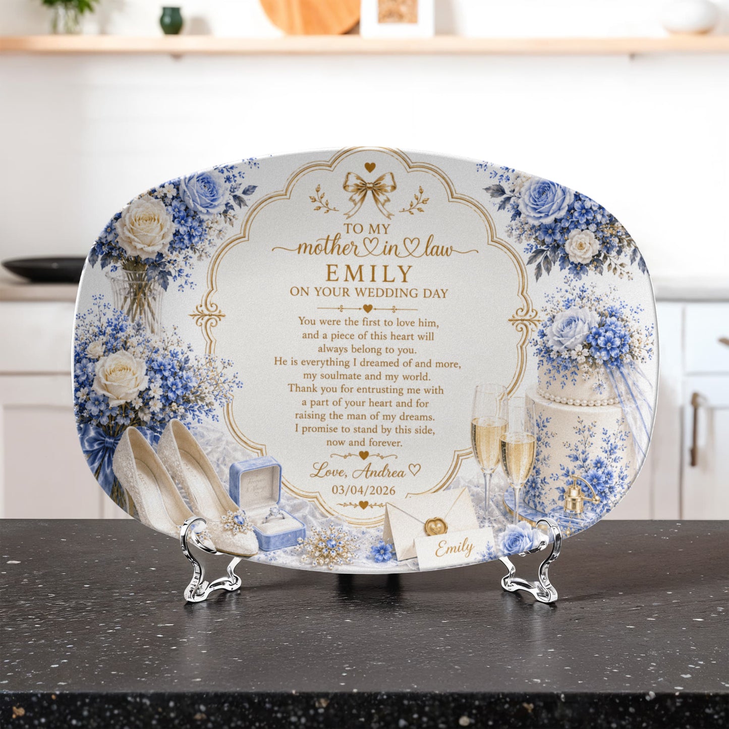 Personalized Mother-in-Law Wedding Gift Plate, Sentimental Bridal Keepsake, Toile de Joey mom gift from bride, to my mother in law wedding gift