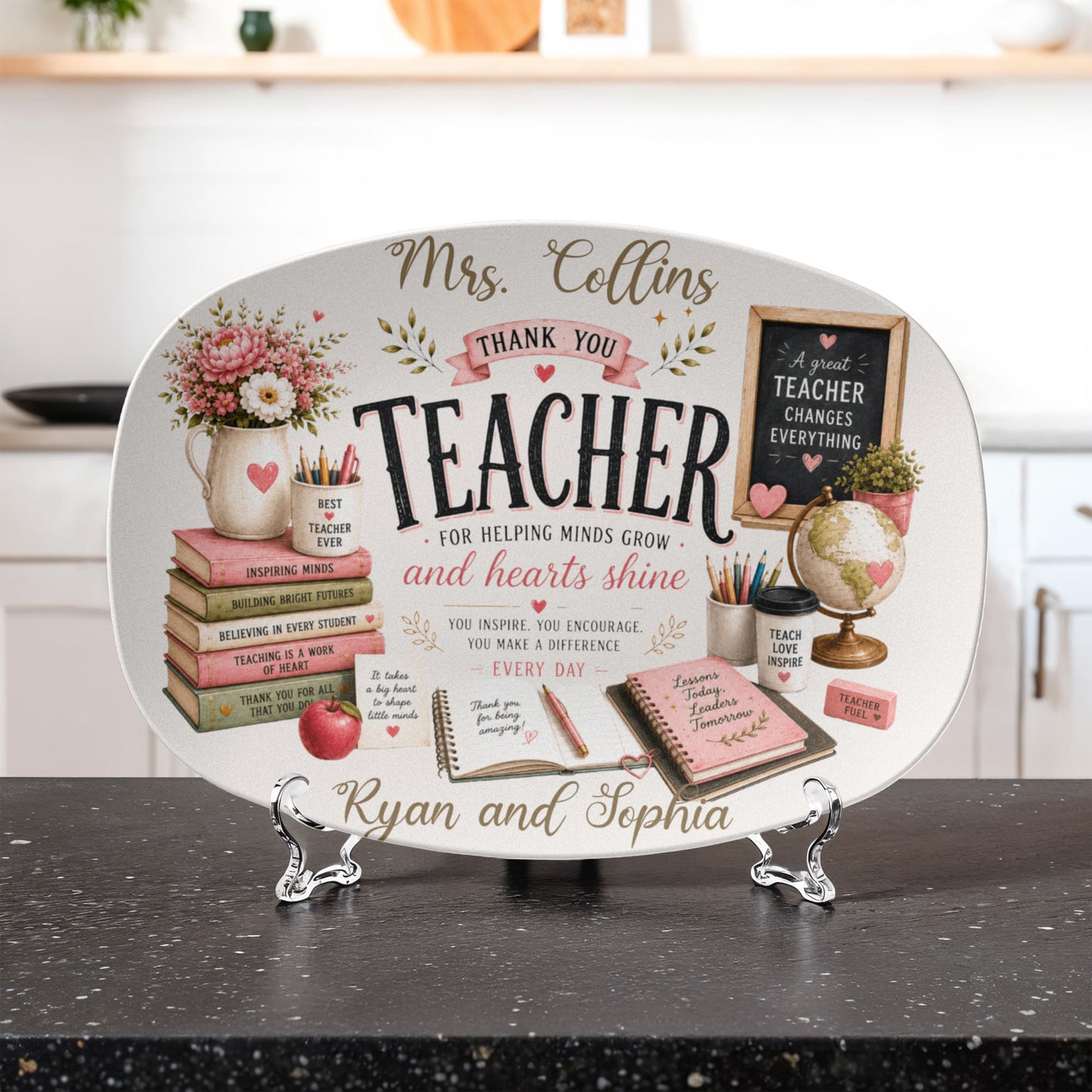Personalized Teacher Appreciation Plate , Custom Teacher Thank You Gift, teacher farewell present, custom mentor keepsake.