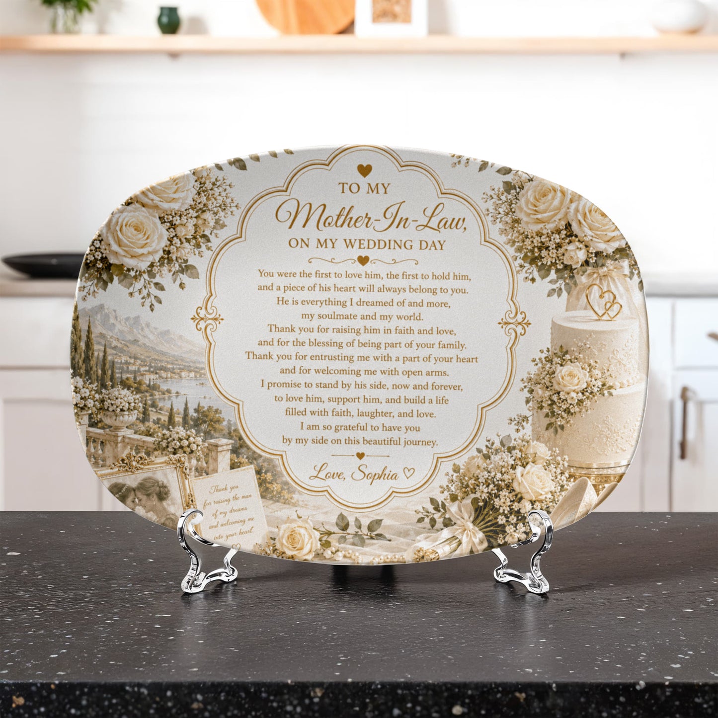 My mother in Law Personalized Plate, To my mother in law wedding gift, Custom memory keepsake for mother of the groom