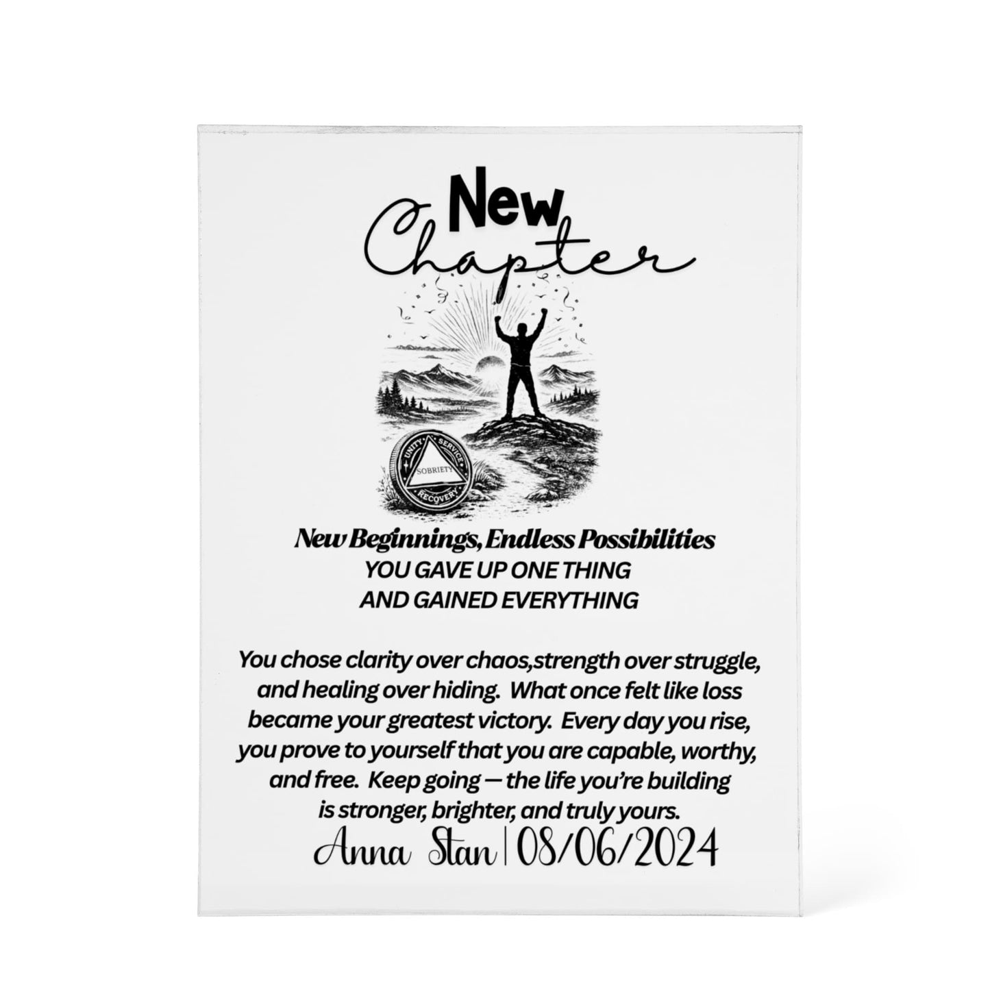 Personalized custom name acrylic Sobriety symbol  sober anniversary gift sobriety gift for women addiction recovery sponsor gifts AA recovery gift