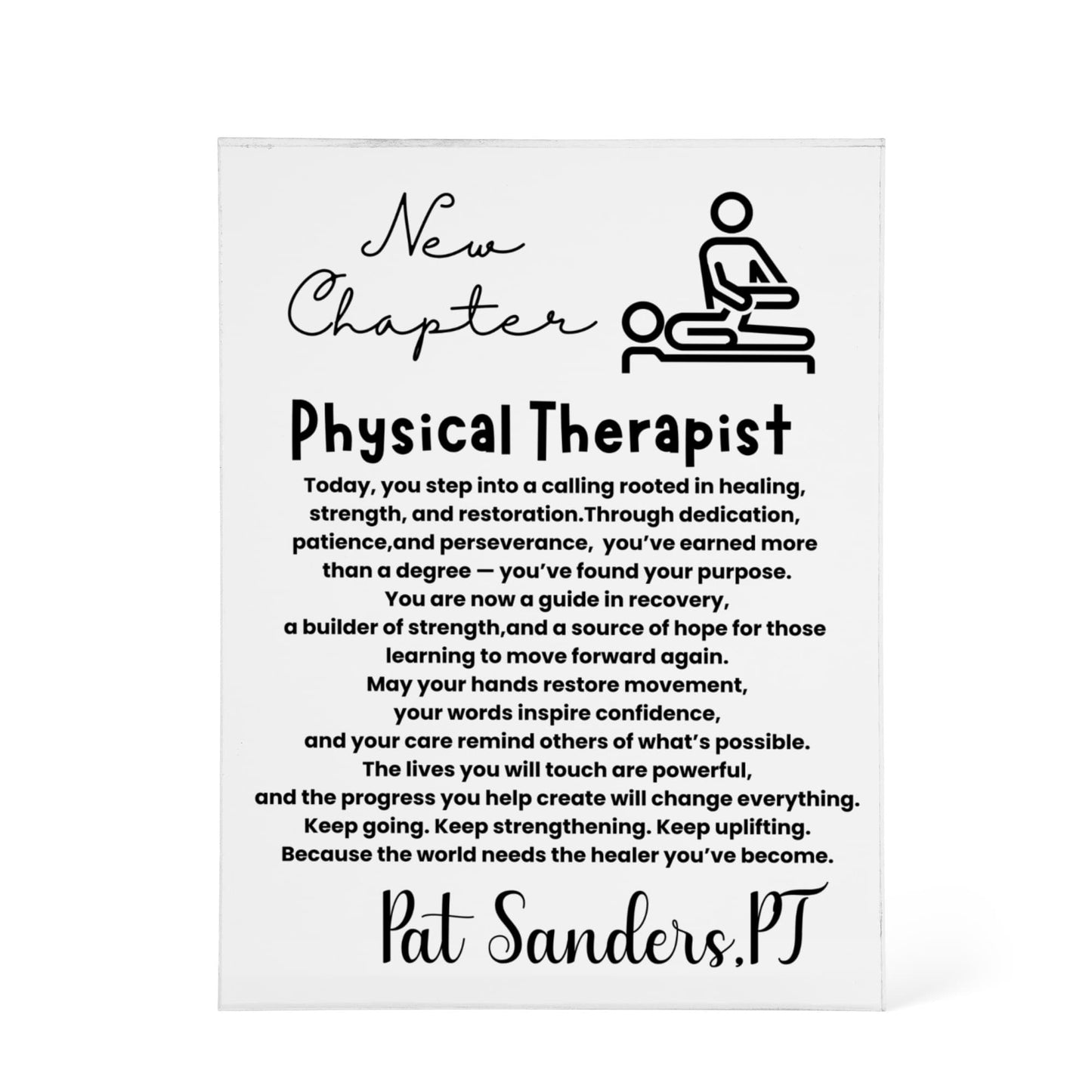 Personalized acrylic plaque pt graduation gift,pt graduation gift, future physical therapist, physical therapist graduation, physical therapist gift