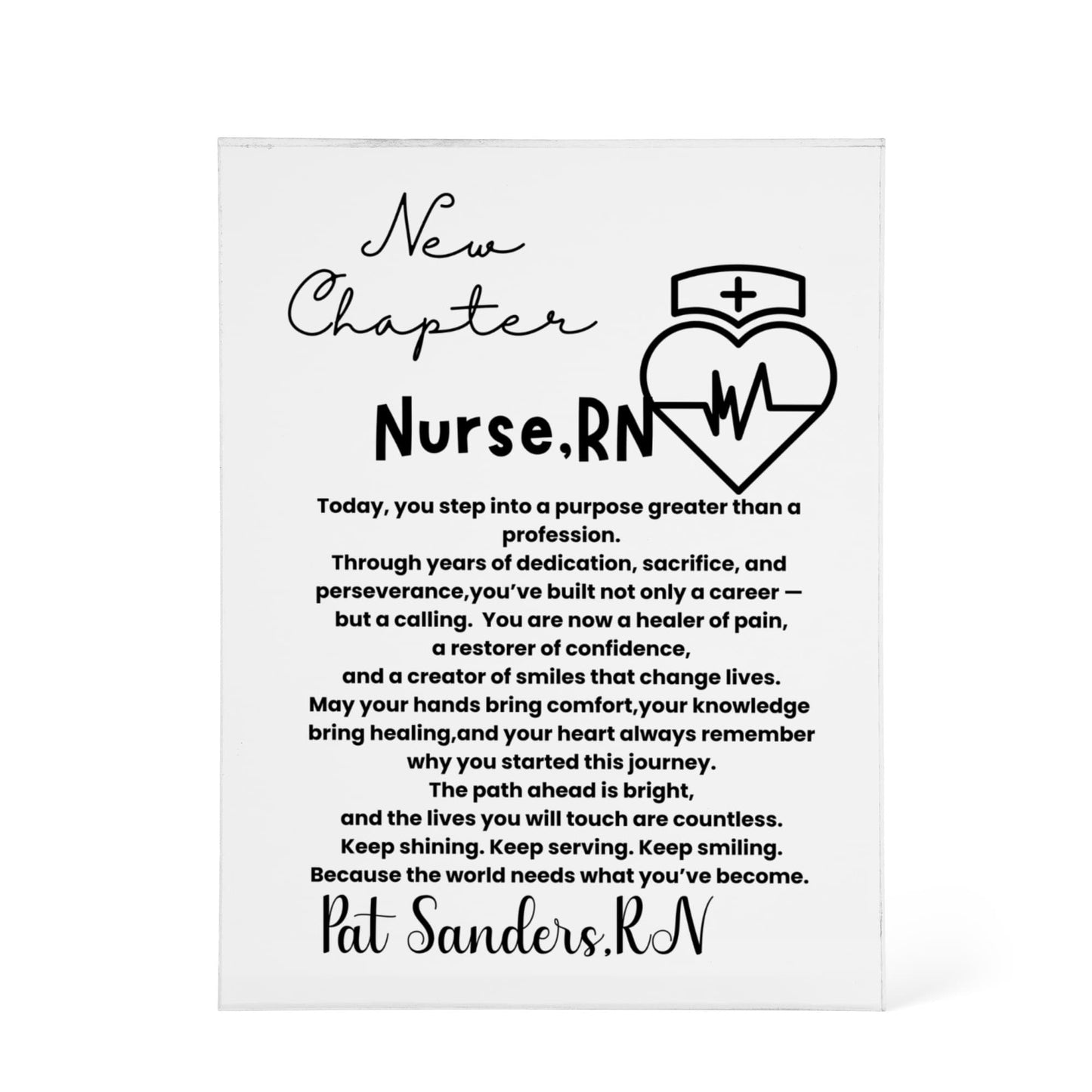 Personalized acrylic plaque, nurse graduation pin gift, future nurse gift, nurse graduation gifts for her him, nurse graduating keepsake