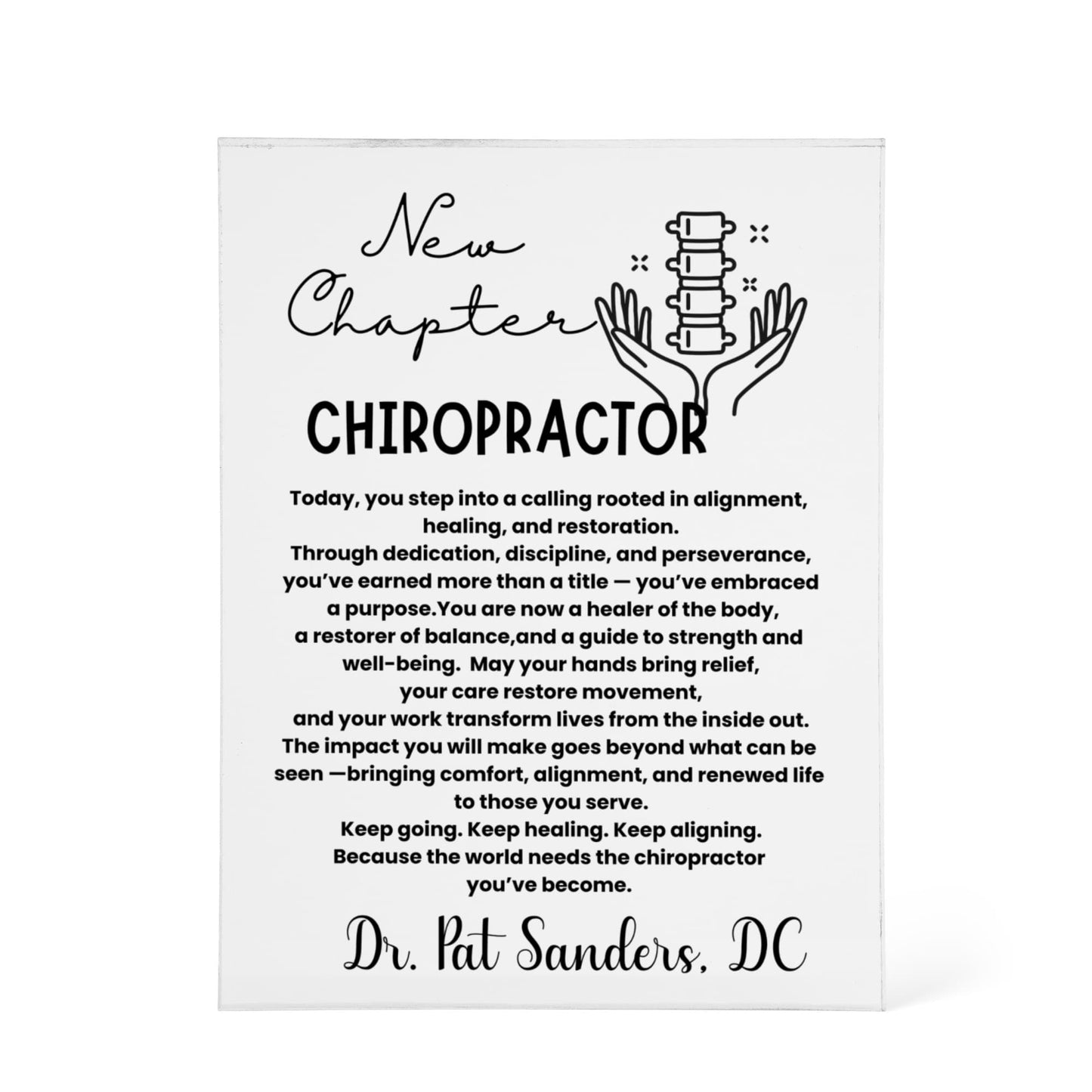 Custom name acrylic plaque chiropractor graduation gift, chiropractor school, chiropractor gifts for him her, chiropractor student gift