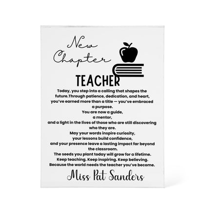 Personalized acrylic plaque new teacher gifts,future teacher gifts, future teacher gift,teacher graduation gift for him her, teacher keepsake, teacher grad gift, teacher retirement gift.